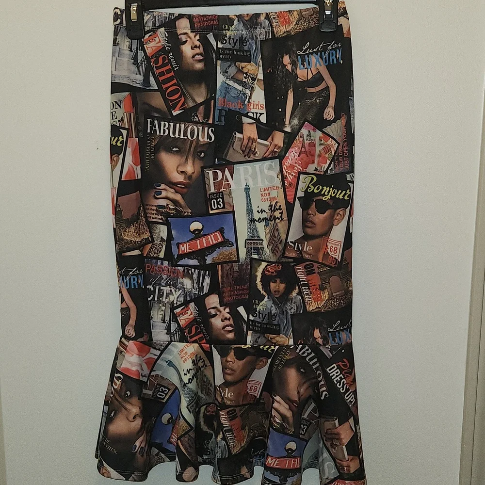 Y2k Mermaid Style Magazine Print Black Girl Magic Skirt Size Medium - Picture 8 of 8
